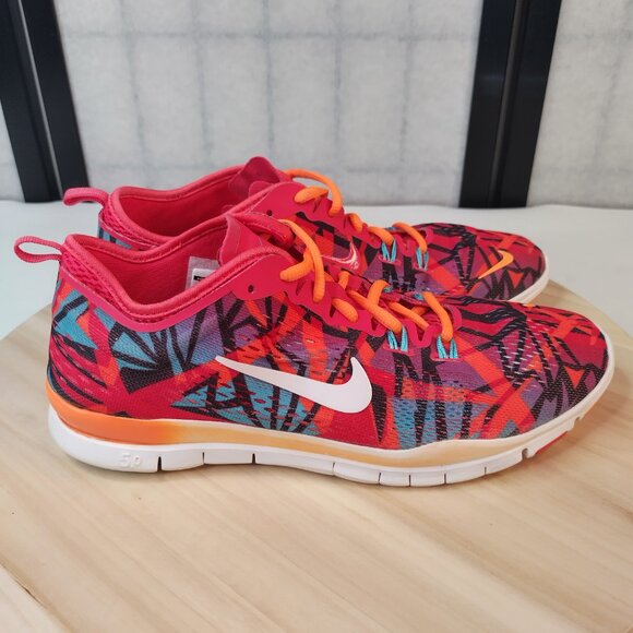Nike Free 5.0 TR Fit 4 Print Shoes Geranium Orange Purple Teal Women US 8.5 - Picture 2 of 15